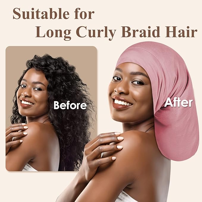 OLESILK Silk Bonnet for Long Hair: 100% Mulberry Silk for Sleeping Women&Men, Extra Large Loc Cap for Braids, Adjustable
