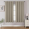 CUCRAF Light Beige Blackout Curtains 45 inch Length 2 Panels Set, Rod Pocket Room Darkening Drapes for Bedroom Living Room, Insulated Thermal Light Blocking Window Curtain (W52 x L45 Inch)