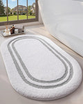 DEXI Oval Bath Mats for Bathroom, 24x43 Absorbent Bath Mat, Washable Microfiber Bathroom Rug with Non Slip Backing for Shower Floor, Light Grey