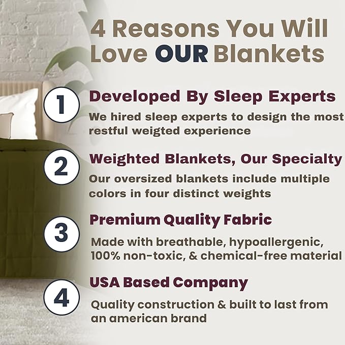 HomeSmart Weighted Blanket King Size, 20lbs, Oversized Heavy Blanket for Adults, Olive Green, 104x92