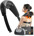 Shiatsu Neck and Shoulder Massager with Heat for Pain Relief Deep Tissue, Portable Massagers for Neck and Back, Gifts for Men and Woman (Black with Leather Handbag)