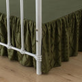 Bed Skirt Full Size Ruffled Bed Skirt with Split Corners, 16 Inch Drop Dust Ruffle Bed Skirts with Platform, Boho Tufted Shabby Chic Full Size Bed Skirts, Olive Green