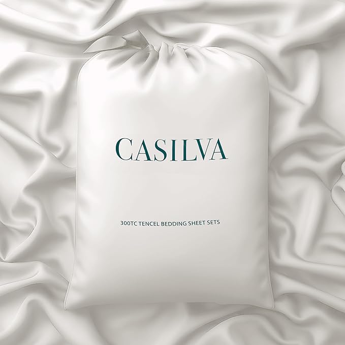 CASILVA Eucalyptus Sheets - Infused with Silver for Anti-Odor, Softer Than Silk Fibers, More Cooling Than Cotton - Perfect for Hot Sleepers & Sensitive Skin - 100% Tencel Lyocell - Twin Sheet Set
