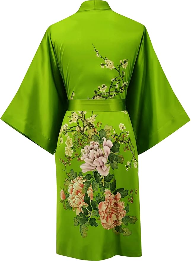 women's 100% silk kimono, short bathrobe pajamas, kimono pajamas