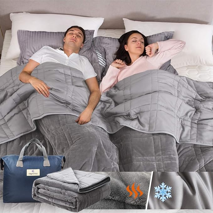 King Size Weighted Blanket 40lb(88 inch x104 inch , Double-Sided), Warm Short Plush and Cool Tencel Fabric Reversible Weighted Blanket for All Season Use, King Size for Couple - Carry Bag Included