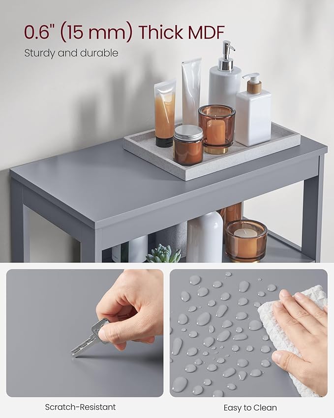 VASAGLE Floor Storage Cabinet, Freestanding Storage Unit with Double Shutter Doors and Adjustable Shelf, for Living Room, Bathroom, Entryway, Kitchen, Dove Gray UBBC040G02