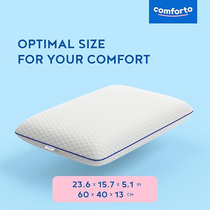 Cooling Memory Foam Cervical Neck Pillow – Contour Orthopedic Pillow for Neck and Shoulder Pain – Ergonomic Cooling Pillow for Sleeping