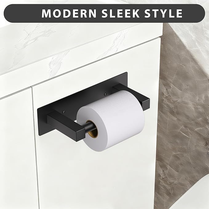 Black Bathroom Toilet Paper Holder Wall Mount, Stainless Steel Commercial Toilet Paper Dispenser Paper Towel Holder, Large Bathroom Toilet Tissue Roll Holder
