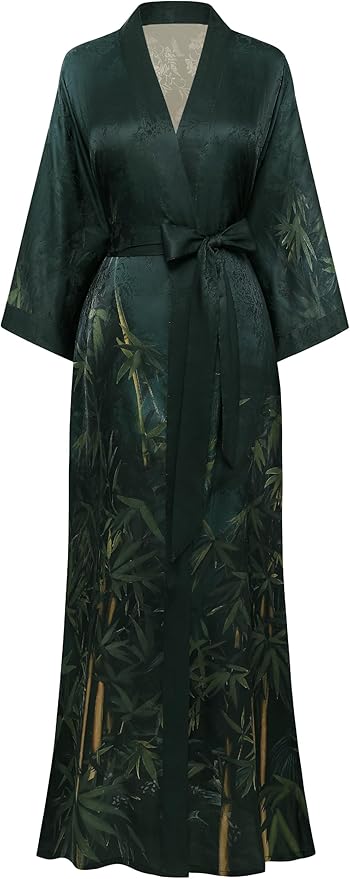 PRODESIGN Kimono Robe for Women - Long Satin Sleepwear Silky Kimono Cover-Up Nightgown Japanese Bathrobe Loungewear Blouse