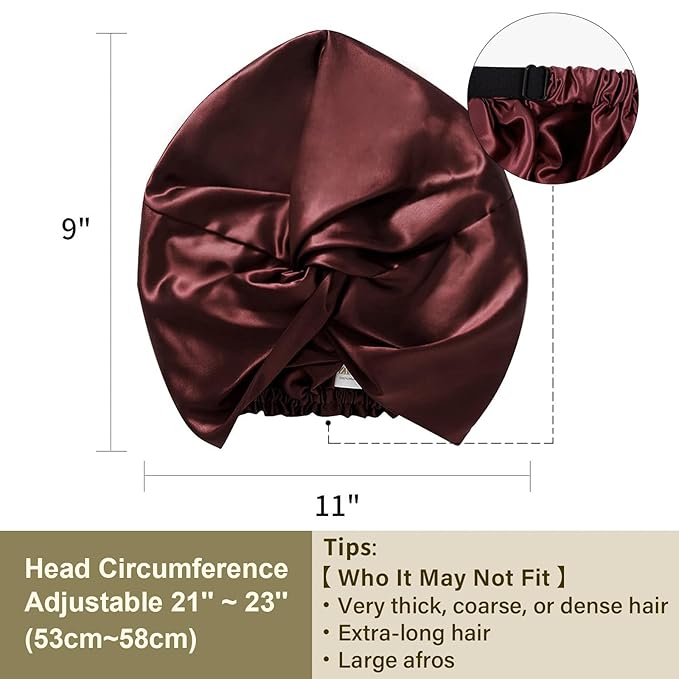 ZIMASILK 22 Momme 100% Mulberry Silk Bonnet for Sleeping & Women Hair Care, Highest Grade 6A Silk Hair wrap for Sleeping with Premium Elastic Stay On Head (1Pc, Burgundy)