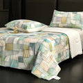 Cyusri Print Cooling Comforter Set 3Pcs Breathable Cool King Size Bedding Set with 2 Pillowcases Green Geometric Pattern Silky Cold Quilt, 108"x90"
