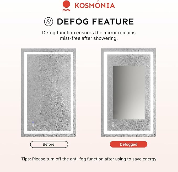 35x24 LED Bathroom Mirror with Lights – Anti-Fog, Dimmable, Backlit & Front Lit Lighted Vanity Mirror for Wall – Smart Bathroom Mirror with Memory Function, Shatterproof Tempered Glass