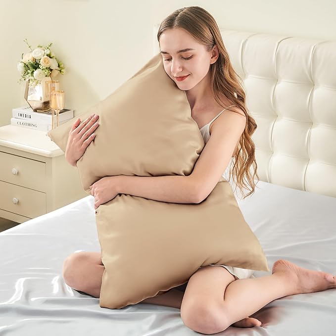 INFIIXSO Mulberry Silk Pillow Case King Size, Silk Pillowcase with Hidden Zipper 20"x36", Extraordinary Smooth and Soft Pillow Cases for Hair and Skin(Champagne, 1 Pack)
