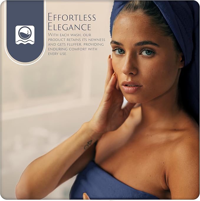 MAURA Basics Bath Towel Sets for Bathroom with Hanging Hook Loops. 2 Bath Towels, 2 Hand Towels, 2 Washcloths, Soft, Durable, Long Lasting and Absorbent Towels Set, Denim Blue