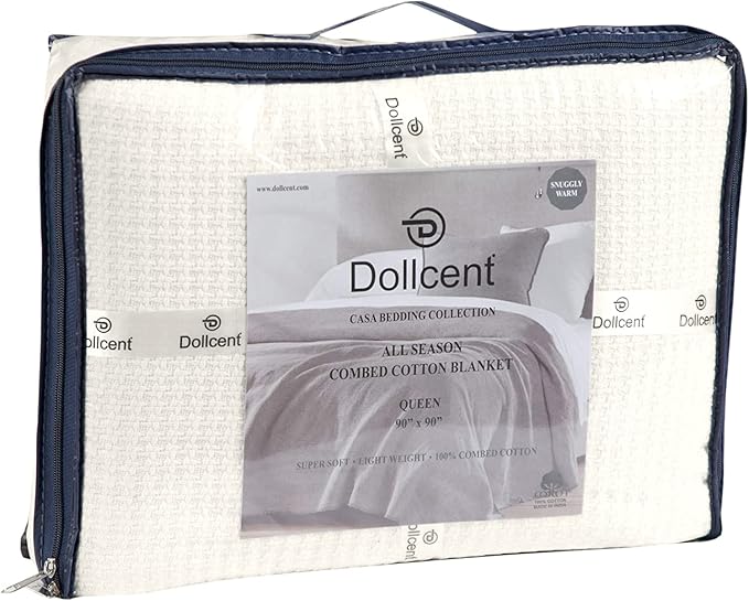 DOLLCENT 100% Cotton King Size Blanket for Bed, Premium Soft Combed Lightweight Blankets, Washed Breathable Cozy Bed Throw Blanket, Ivory King Cotton Blankets for All Season: Ivory (108"x90")