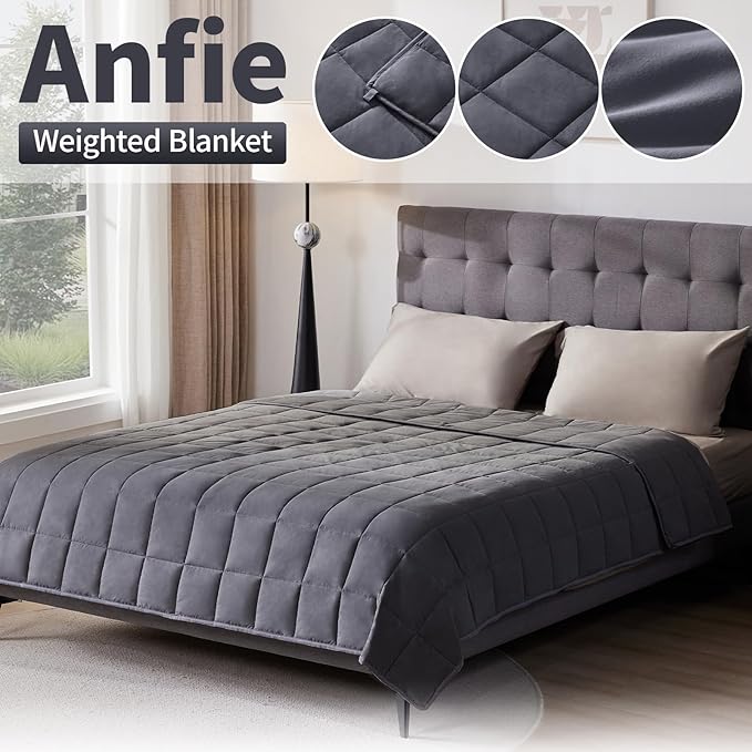 Weighted Blanket Queen/King Size (80"x87" 20lbs),Ultra Soft and Cozy Cooling Weighted Blanket for Adult,Heavy Blanket with Machine Washable Soft Blanket, Dark Grey