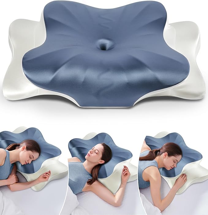 DONAMA Cervical Pillow for Neck and Shoulder,Contour Memory Foam Pillow,Ergonomic Neck Support Pillow for Side Back Stomach Sleepers with Pillowcase-King Size