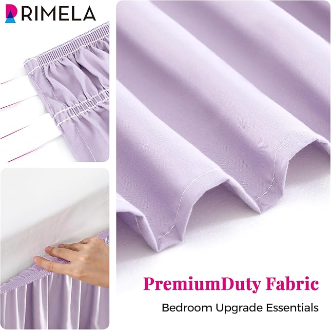 RIMELA Lavender Purple Bed Skirt King Size 18 Inch Drop, Wrap Around Elastic Bedskirt, Dust Ruffle for Adjustable Bed Base Machine Washable Easy to Install Bed Skirts