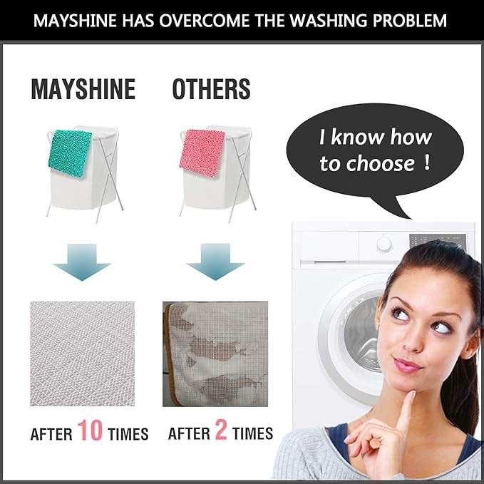 MAYSHINE Plush Shaggy Chenille Bath Mat | Extra Soft, Super Absorbent, Non-Slip Bathroom Rug | Fluffy Microfiber, Area Rug Sets for Bathroom Floor, Kitchen, Living Room | 39"x24" | Brown