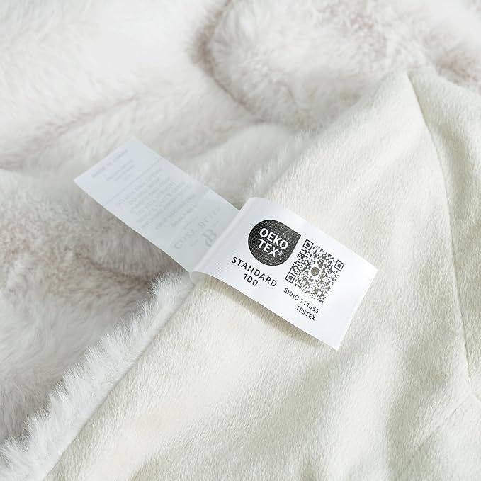 Cozy Bliss Faux Fur Throw Blanket for Couch, Cozy Soft Plush Thick Winter Blanket for Sofa Bedroom Living Room, 50 * 60 Inches Beige