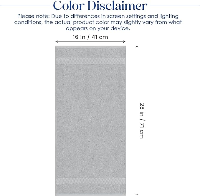 DAN RIVER 6-Pack Premium Hand Towels (16x28 Inches) - 100% Cotton, Ultra Soft, Lightweight, Highly Absorbent Towels for Bathroom, Spa, Gym, Salon, Hotel, and Travel - 550 GSM - Silver