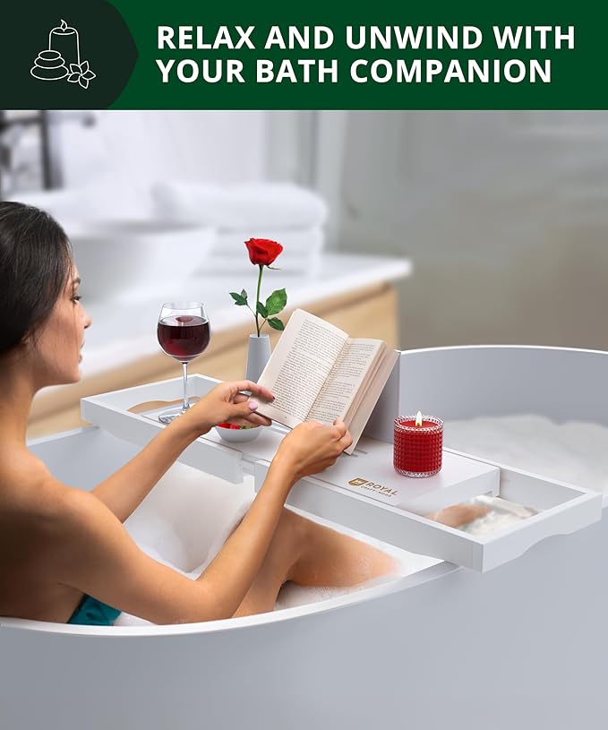 ROYAL CRAFT WOOD Premium Bathtub Tray - Expandable Bath Tray for Tub - Luxury Bathtub & Bathroom Accessories