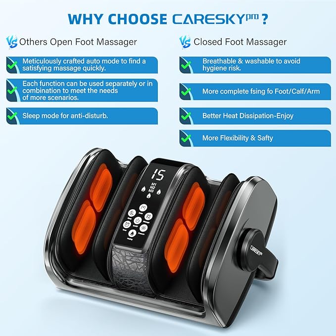 FSA Eligible HSA Items, Shiatsu Foot Massager for Neuropathy and Pain Relief, 3 Heat Therapy, 5 Intensity Deep Kneading, Rolling for Calf-Feet-Arm Relaxation, Plantar Fasciitis