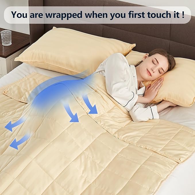 Weighted Blanket Queen/King Size (80"x87" 15lbs),Ultra Soft and Cozy Cooling Weighted Blanket for Adult,Heavy Blanket with Machine Washable Soft Blanket, Beige