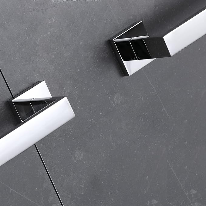 LANC 12-Inche 2-Pack Bathroom Towel Bars,Silver Kitchen Bath Accessories Total-14 Square Towel Rack Heavy Duty Chrome Polished Stainless Steel Wall Mounted Modern Towel Holder,A8804-3CP