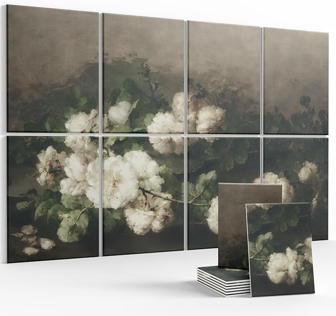 Wall Art Acoustic Panels,47''X31''Soundproof Wall Panels-8-Pack with 50 Adhesive Tabs, Panels for Living Room and Recording Studio, Offices-Stilleven met gitaar en rozen