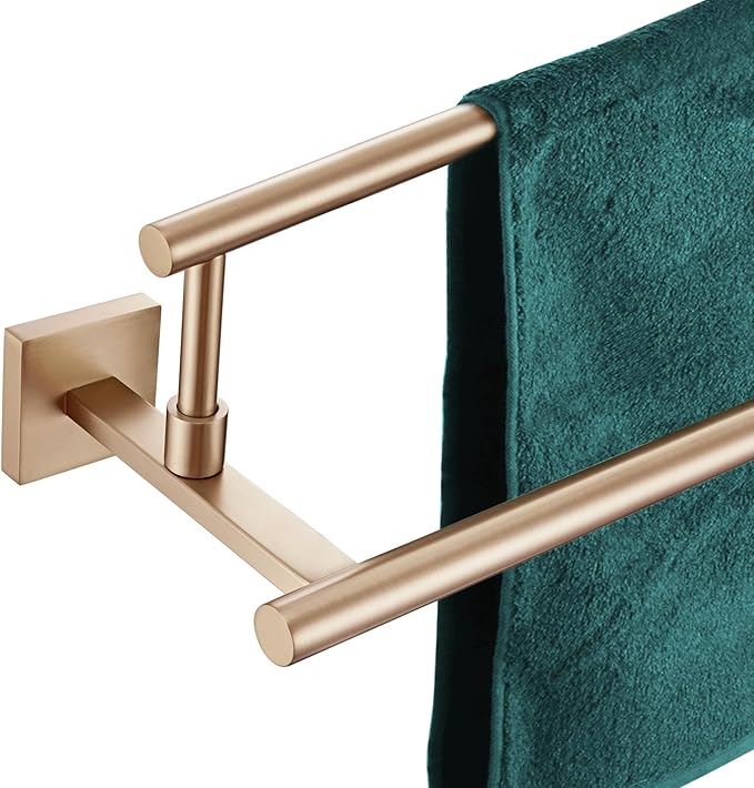 KOKOSIRI Towel Bars 24-Inch Bathroom Towel Holder Champagne Bronze Bath Towel Rails Racks Wall Mounted Stainless Steel B5009CPG-L24