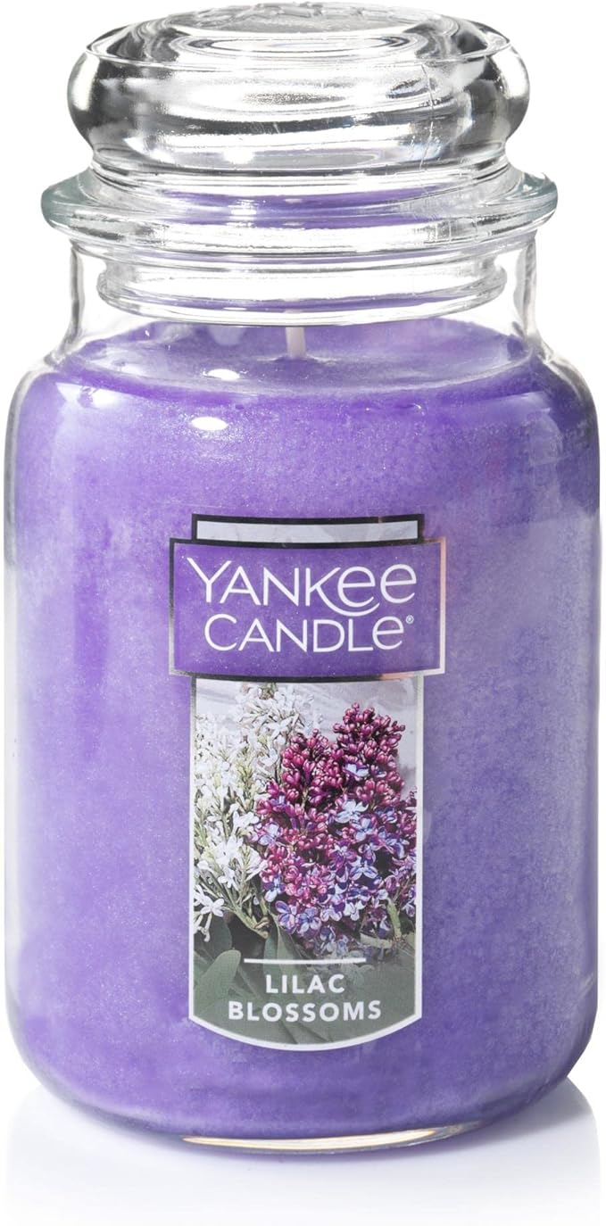 Yankee Candle Lilac Blossoms Scented Classic 22oz Large Jar Single Wick Candle Over 110 Hours of Burn Time Perfect for Gifting Gatherings and Seasonal Decorations