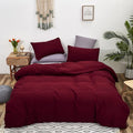 Cottonight Burgundy Comforter Cal King Claret Wine Red Bedding Comforter Set California King Women Dark Red Comforter Cotton Blanket Quilt Breathable Chic Modern Solid Comforter Set