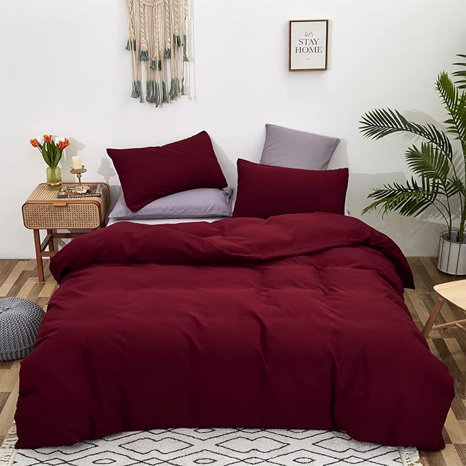 Cottonight Burgundy Comforter Queen Women Girls Wine Red Bedding Comforter Set Claret Dark Red Comforter Soft Breathable Claret Blanket Quilt Durable Comforter Set Queen Bed