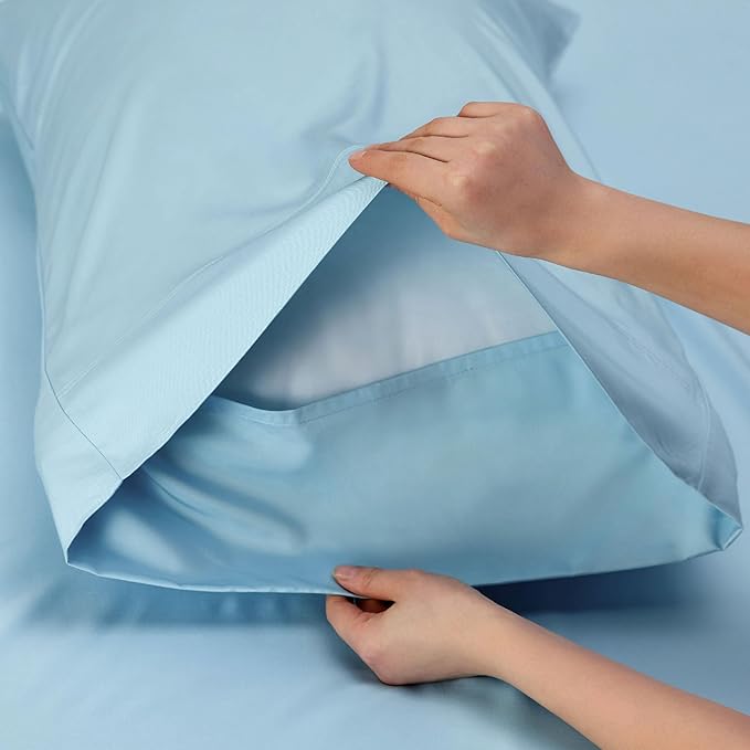 Bedsure California King Sheet Sets, Cooling Sheets, Rayon Derived from Bamboo, Breathable & Soft, Deep Pocket Up to 16 Inches, Hotel Luxury Silky Bedding for Hot Sleepers, Aqua
