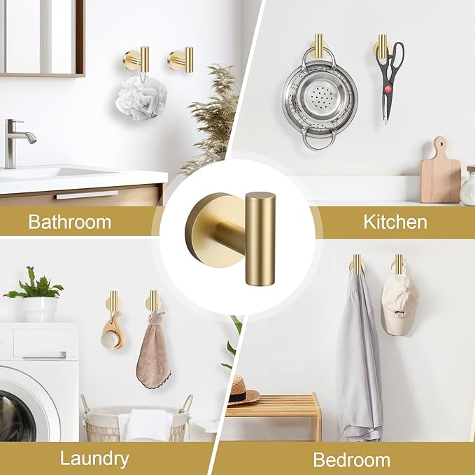 Brushed Gold Bathroom Hardware Set, 5 Pieces Gold Towel Bar Bathroom Accessories, Upgraded Toilet Paper Holder with Shelf Set, 23.6 Inch Towel Rack Towel Holder for Bathroom Wall