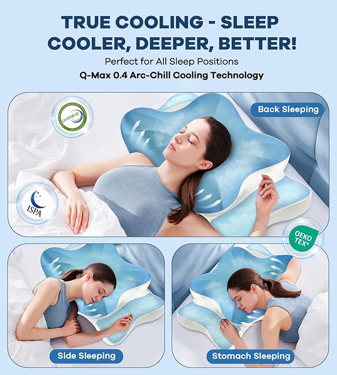 DONAMA Cervical Pillow for Neck and Shoulder,Contour Memory Foam Pillow,Ergonomic Neck Support Pillow for Side Back Stomach Sleepers with Pillowcase-King Size