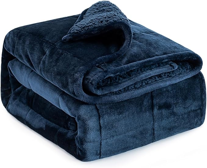 Lofus Weighted Blanket for Adults(20 lbs, 60" x 80"), Queen Size Heavy Blanket Machine Washable, Soft Weighted Blankets for Stress Relief and Sleep Promotion-Navy Blue