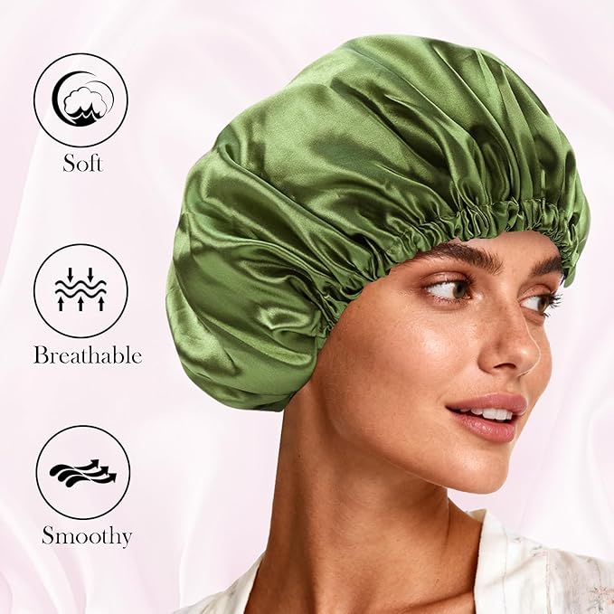 Satin Bonnet Double Layer Silk Bonnet for Sleeping Women Hair Care for Natural Curly
