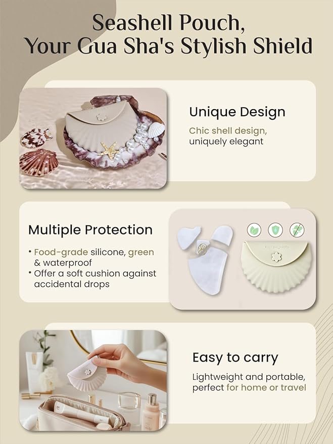 Rena Chris Gua Sha Facial Tools, Ergonomic White Jade Stone Guasha Tool for Face Massage, Manual Facial Massager Tool for Jawline Sculpting and Puffiness Reduction with Silicone Case (White)