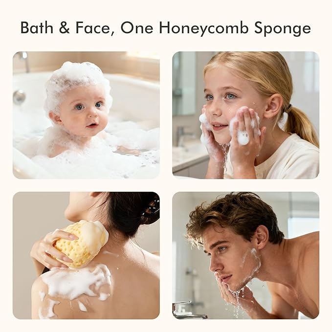CHOSIN Shower Sponge for Body: 3D Honeycomb Exfoliating Bath Sponge for Sensitive Skin - Face & Body Scrubber for Travel Daily Use(1 Pack)