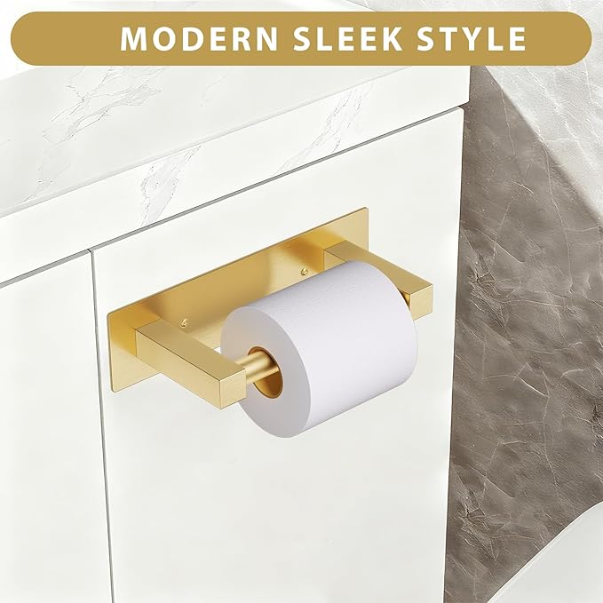 Brushed Gold Bathroom Toilet Paper Holder Wall Mount, Stainless Steel Commercial Toilet Paper Dispenser Paper Towel Holder, Large Bathroom Toilet Tissue Roll Holder