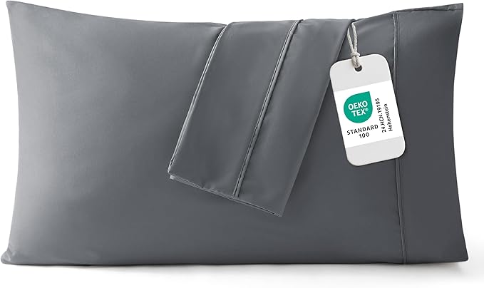 Bedsure King Size Pillow Cases Set of 2 - Dark Grey Brushed Microfiber Pillowcases 2 Pack, Super Soft Pillow Case Cover with Envelope Closure, Wrinkle, Fade and Stain Resistant, 20x36 Inches