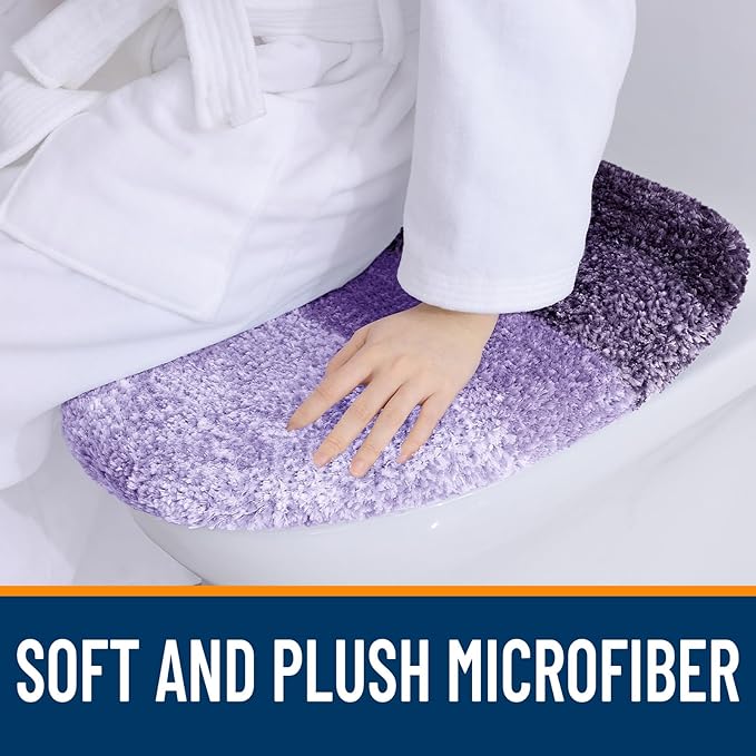 OLANLY Soft Microfiber Bathroom Toilet Lid Cover, Machine Washable Covers, 17.5x15, Stays in Place Rubber Backing, Fits Most Round, Elongated and Oblong Lids, Accessories Decor, Violet