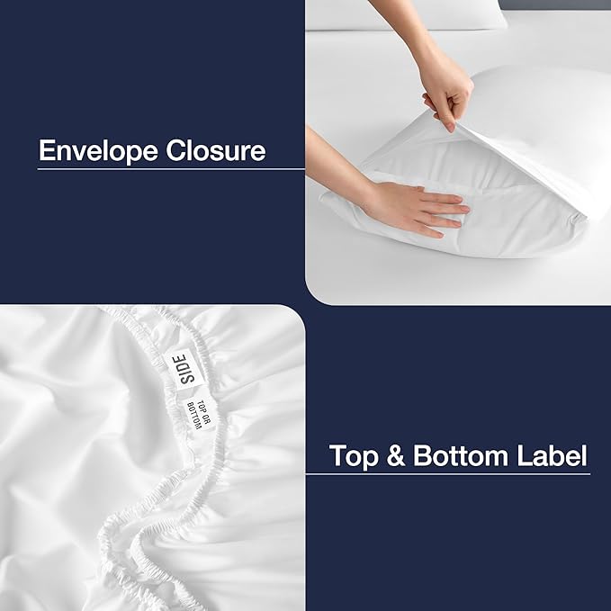 CASUAL LIVING Twin Sheets Set 3 Piece Cooling Sheets with 1 Pillowcase Soft Microfiber Hypoallergenic Washable Bed Set Deep Pocket Lightweight Bedding for College Dorm Essentials, Twin, White