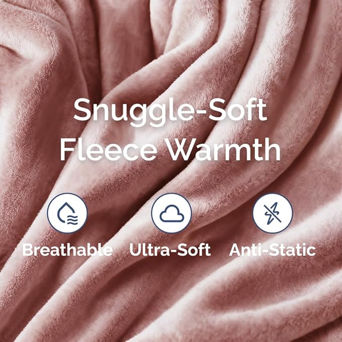 Ultra Soft Fleece Blanket Throw Size - Flannel Fleece Luxury Throw Blanket - Lightweight for Couch Bed Chair - Thick, Warm and Breathable - All Season Cozy Anti-Static Microplush Bedding, Rose Pink