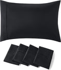 Bedsure King Size Pillow Cases Set of 4 - Black Brushed Microfiber Pillowcases 4 Pack, Super Soft Pillowcase, Pillow Case Cover with Envelope Closure, Wrinkle, Fade and Stain Resistant, 20x36 Inches