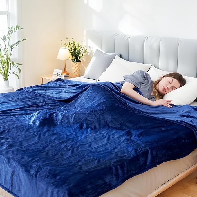 Electric Heated Blanket Twin Size 62”x84”,Cozy Soft Warmth with 6 Heating Settings 1-10 Hours Auto-Off, Energy-Saving, for Bed, Fast Heating Machine Washable, Navy Blue