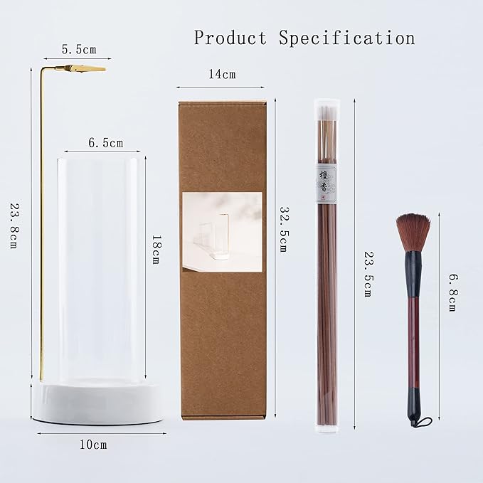 CEREMONY Incense Holder, Ceramic Incense Holder for Sticks with Glass Ash Catcher,Incense Burner for Meditation Yoga Spa Room Decor