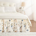 RIMELA Balloon Flower Floral Bed Skirt Queen Size 15 Inch Drop, Elastic Bed Skirting for Bed Frame, Bedding Dust Ruffle Easy to Install, Lightweight Wrap Around Adjustable Bedskirt